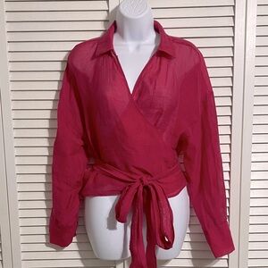 Zara Vibrant fuchsia Wrap Blouse